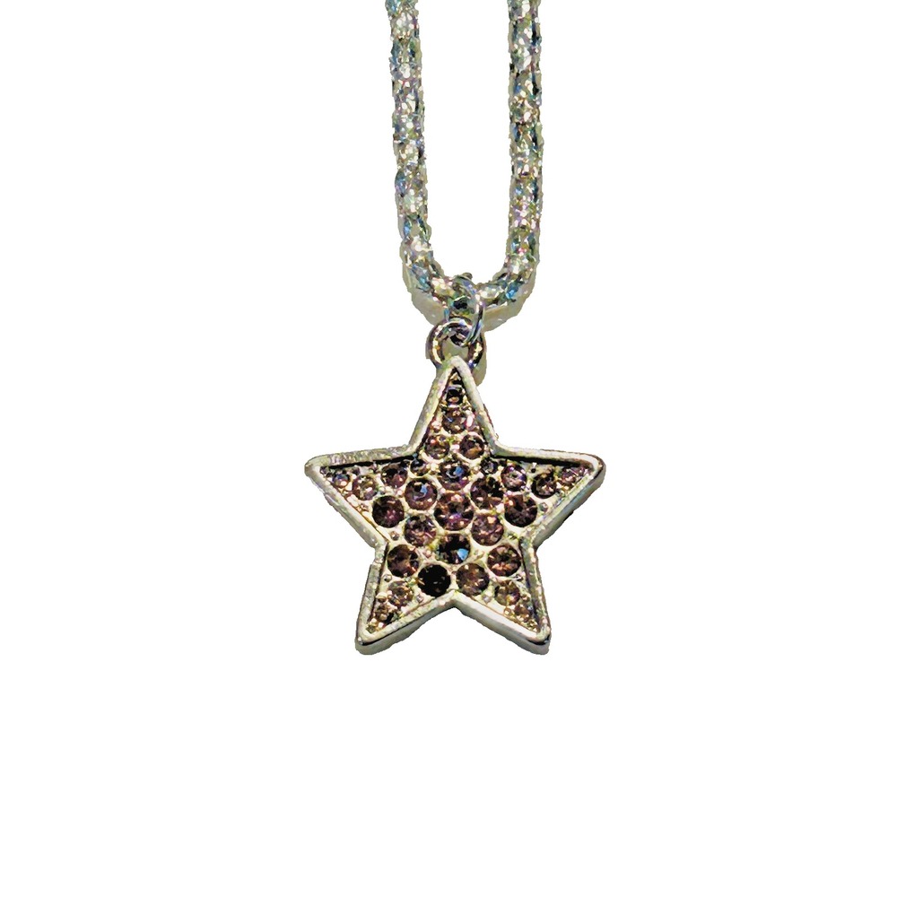 Coach Pink Pavé Crystal Star Pendant Charm Silver Tone Y2K Bling Jewelry
